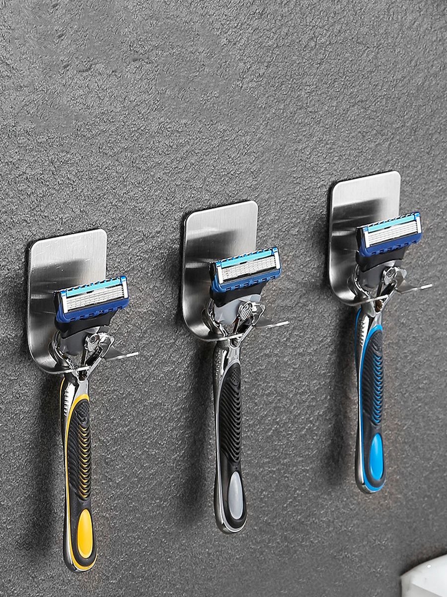 Фото товара 24106, держатель-крючок для бритвенного станка самоклеящийся, 1 шт, серебристые