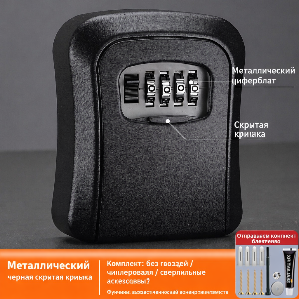 Фото товара 24753, сейф для ключей черный (циферблат металл)